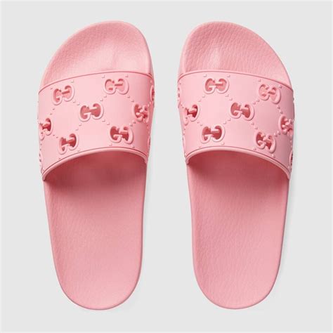 pink gucci rubber slides|Gucci slides pink tiger.